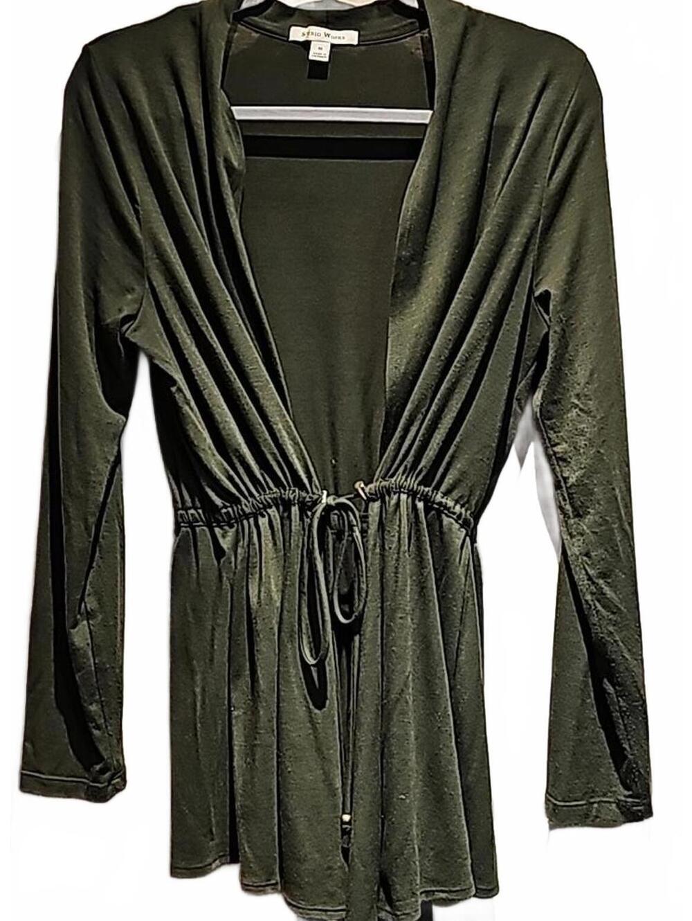 Studio works open cardigan with cinched belted waist. Size M